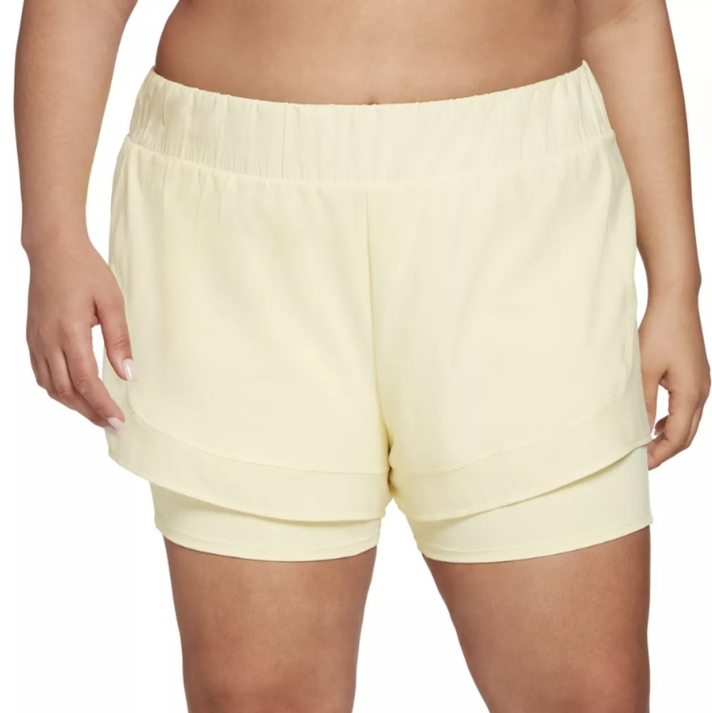CALIA 2-In-1 Lemon Chiffon High-rise Running Shorts